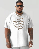 Pure Cotton Fabric-Flaming Bear Letter Pattern Back Big Guys Short Sleeve T-Shirt